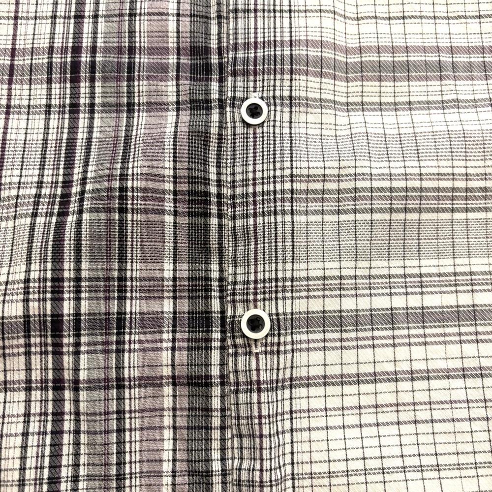 Alfani Mens Long Sleeve Button-front Cotton White and Gray Plaid Shirt Sz Large - Picture 8 of 11